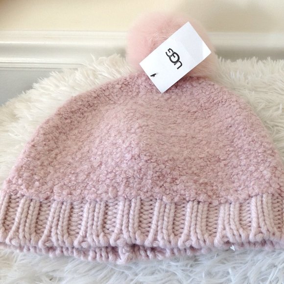 UGG  Boucle Slouchy  Beanie With Fur Pom main image 6